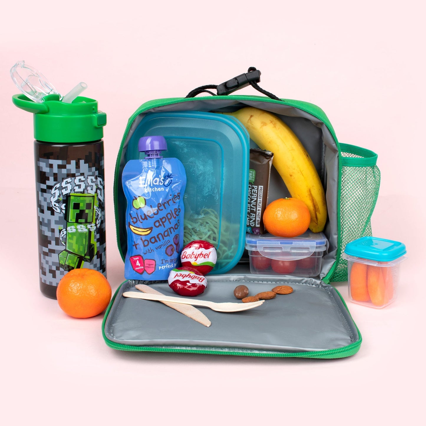 Minecraft Sac repas with Mesh Pocket – gris Pixel Creeper