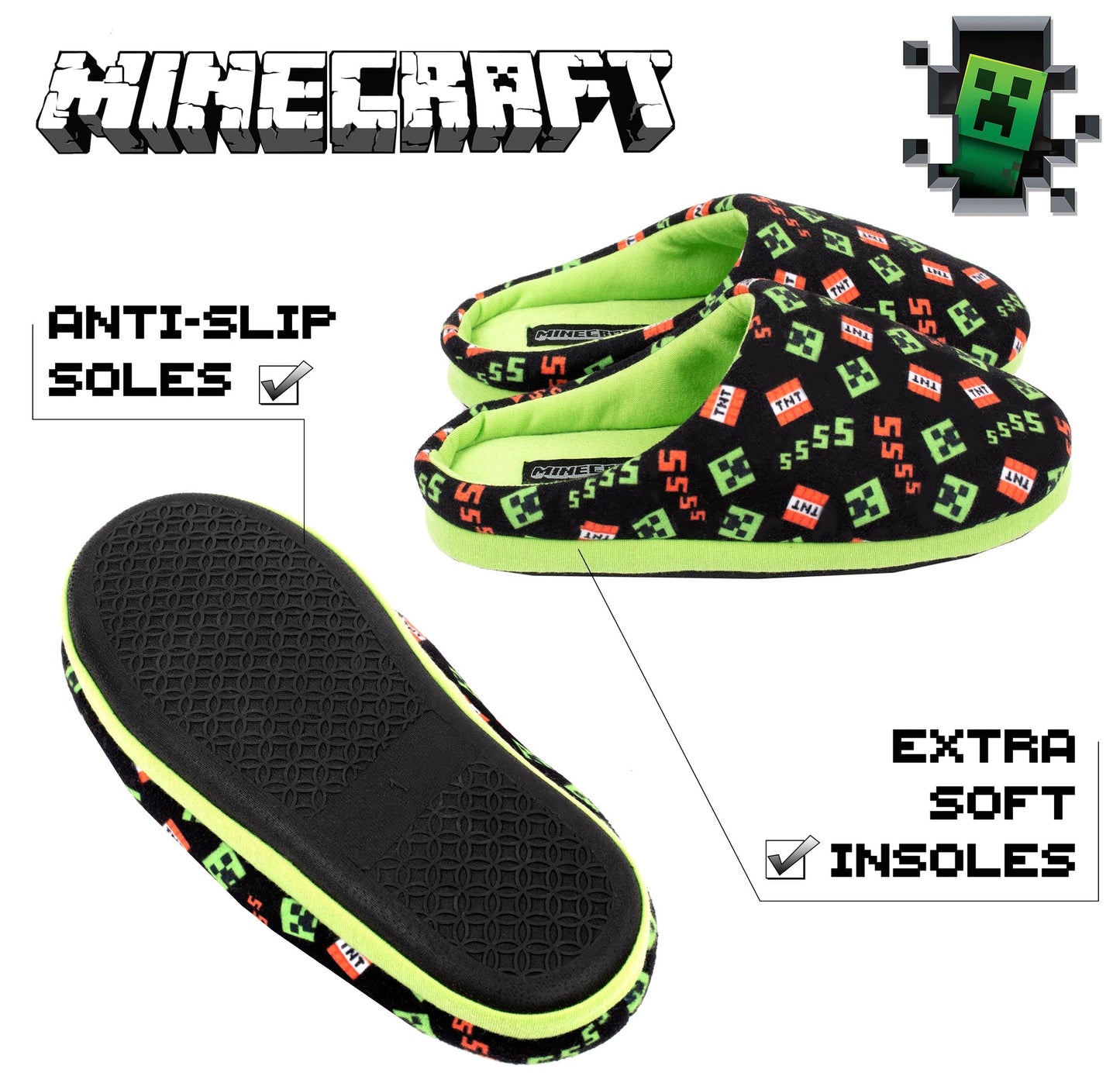 Minecraft Chaussons – noir Pattern