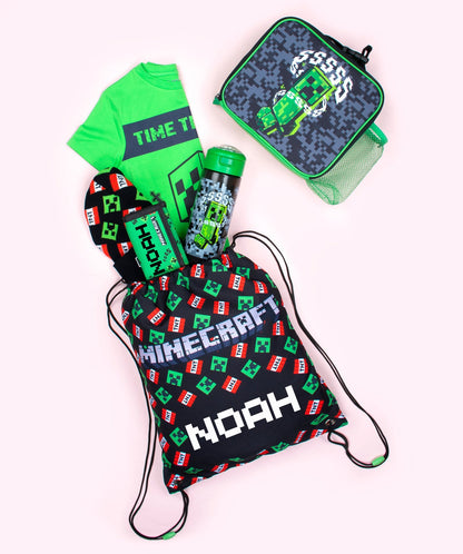 Minecraft Sac repas with Mesh Pocket – gris Pixel Creeper