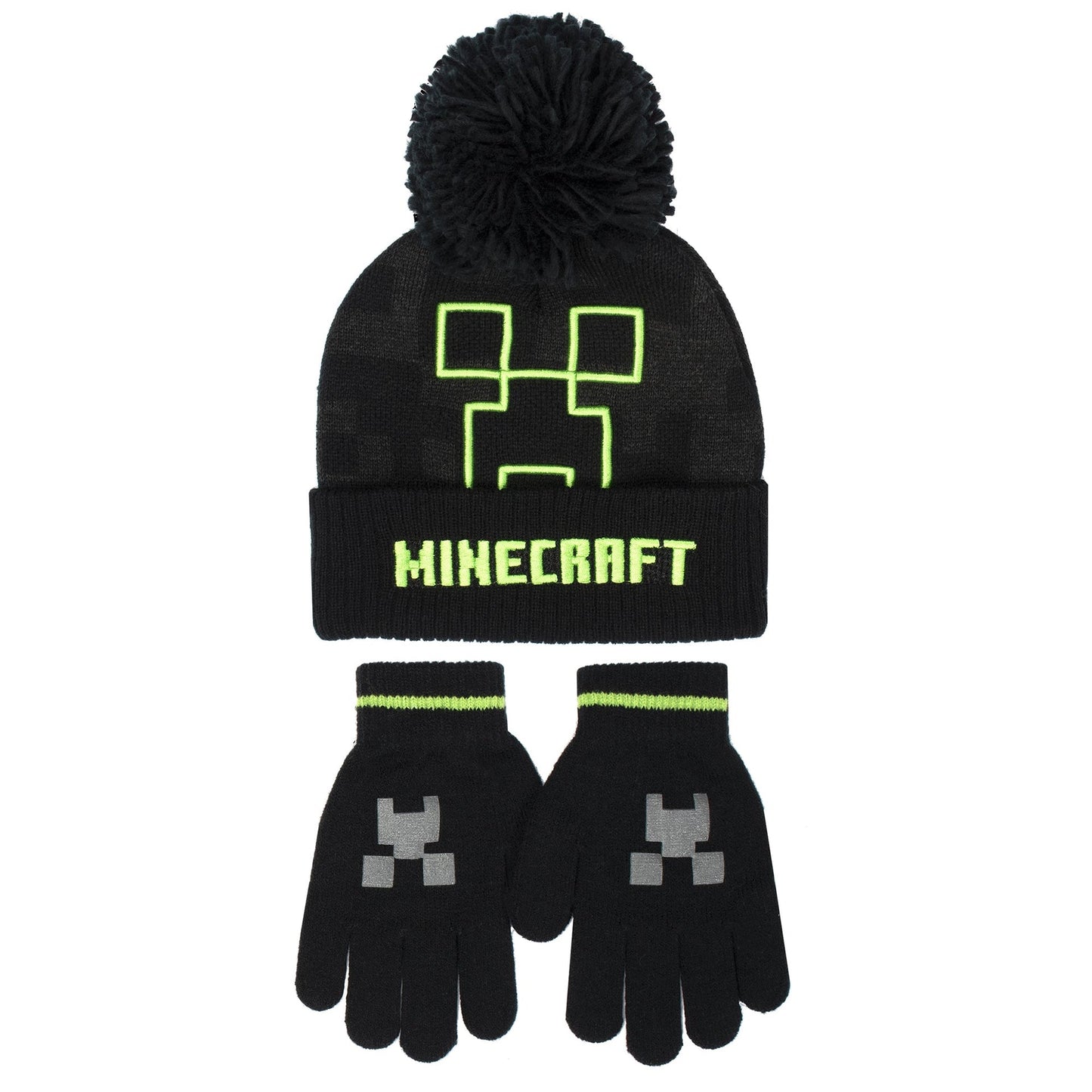 Minecraft Hat & Gloves Set – gris Creeper