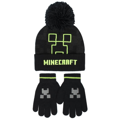 Minecraft Hat & Gloves Set – gris Creeper