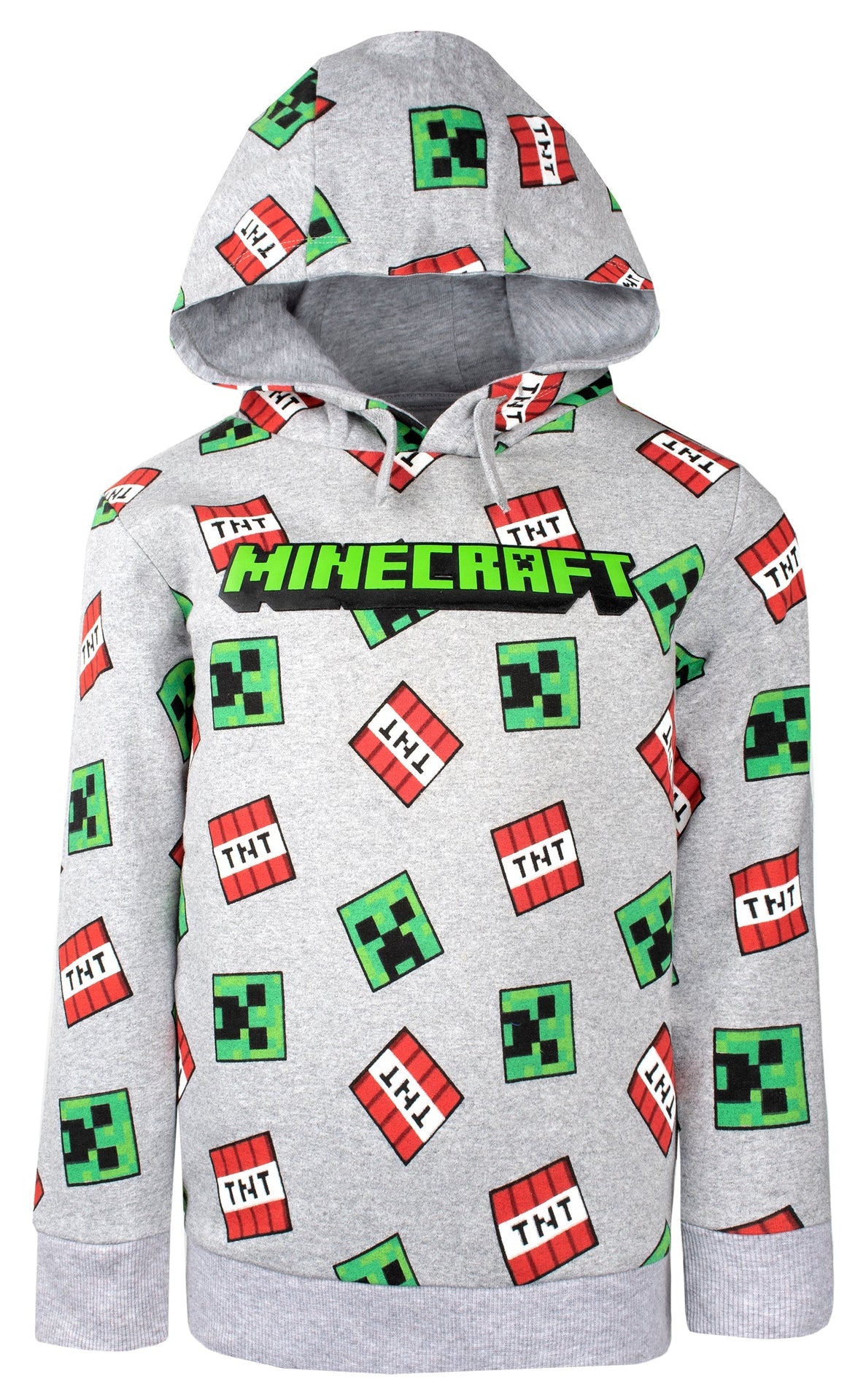 Minecraft Creeper Pattern Sweat à capuche – gris