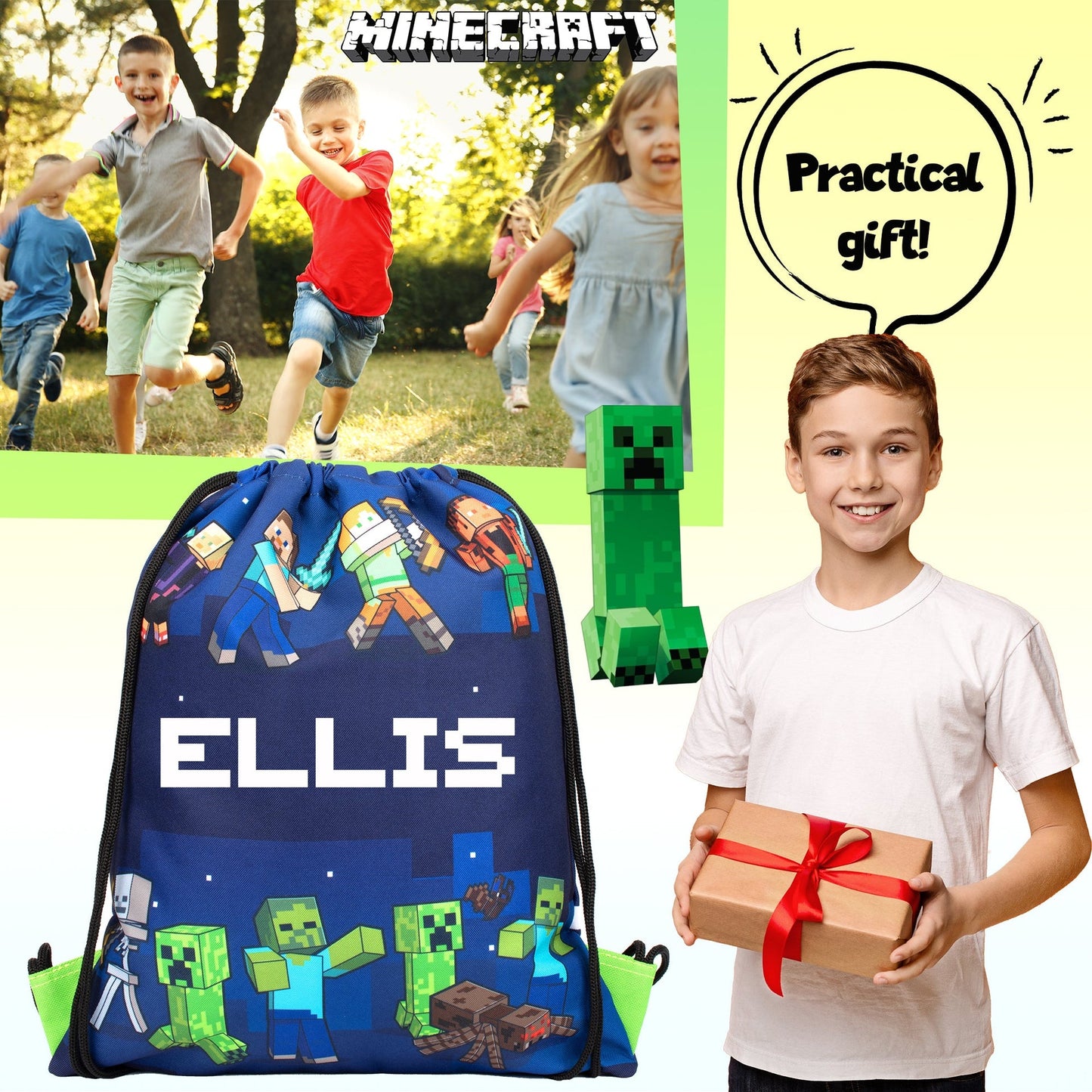 Official Minecraft Minecraft bleu Sac à cordon | enfant PE Sac
