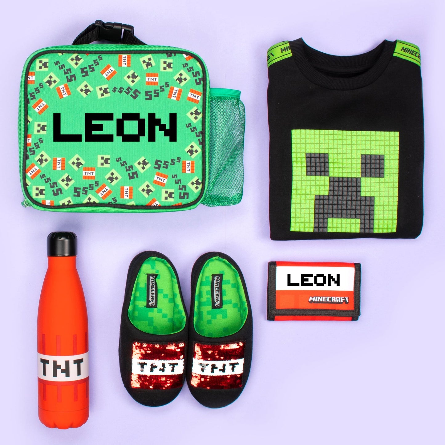 Minecraft Bottle avec paille 700ml – vert Pattern