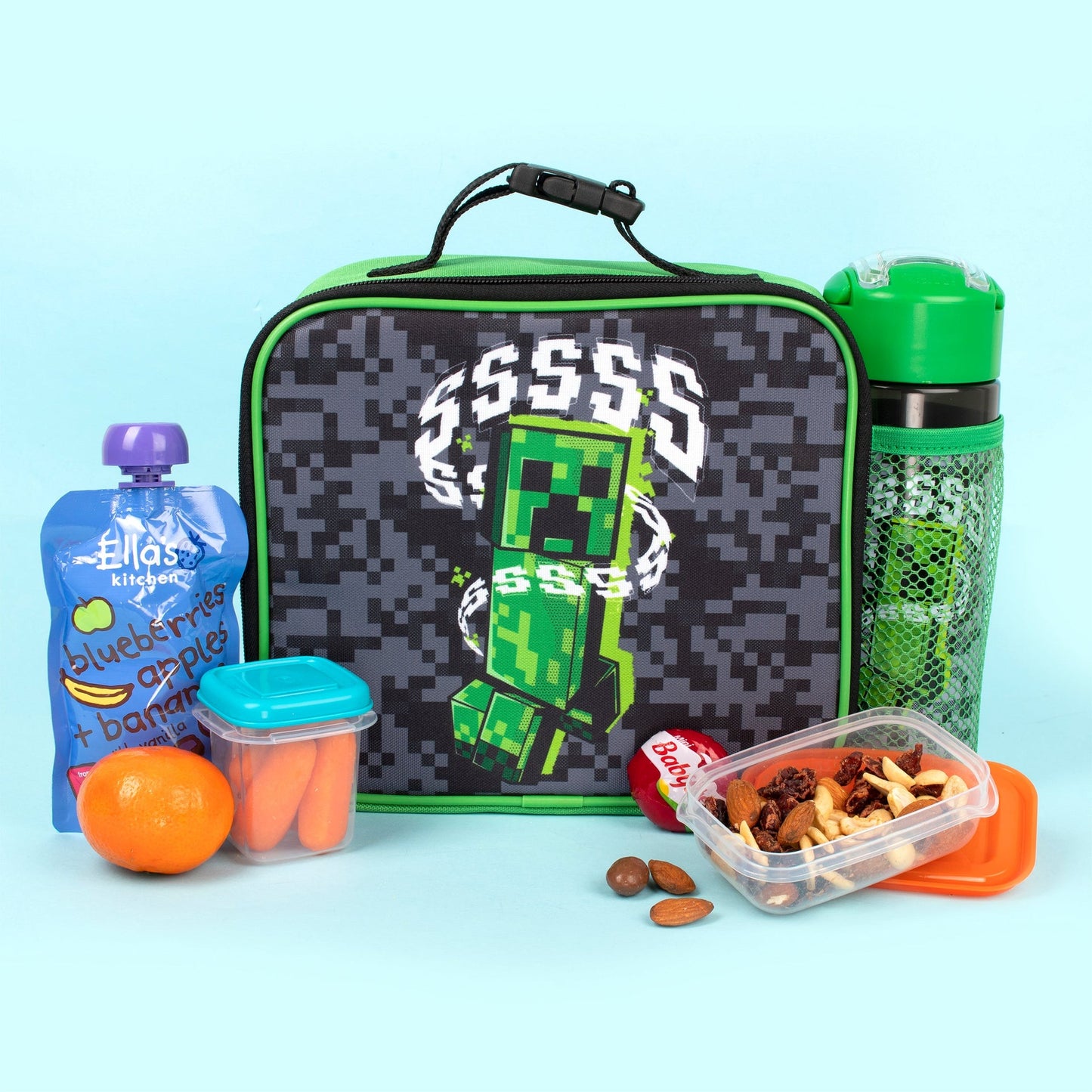 Minecraft Sac repas with Mesh Pocket – gris Pixel Creeper