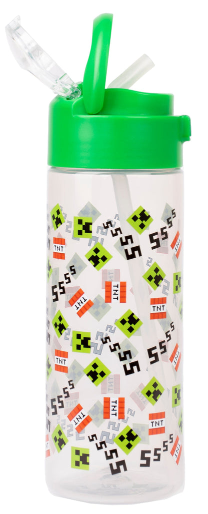 Minecraft Bottle avec paille 700ml – vert Pattern