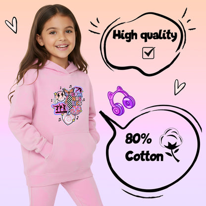 Fringoo Gymnastic Sweat à capuche for enfant Cotton Rich Soft Hooded Sweatshirt- Gymnastic Vibes-rose