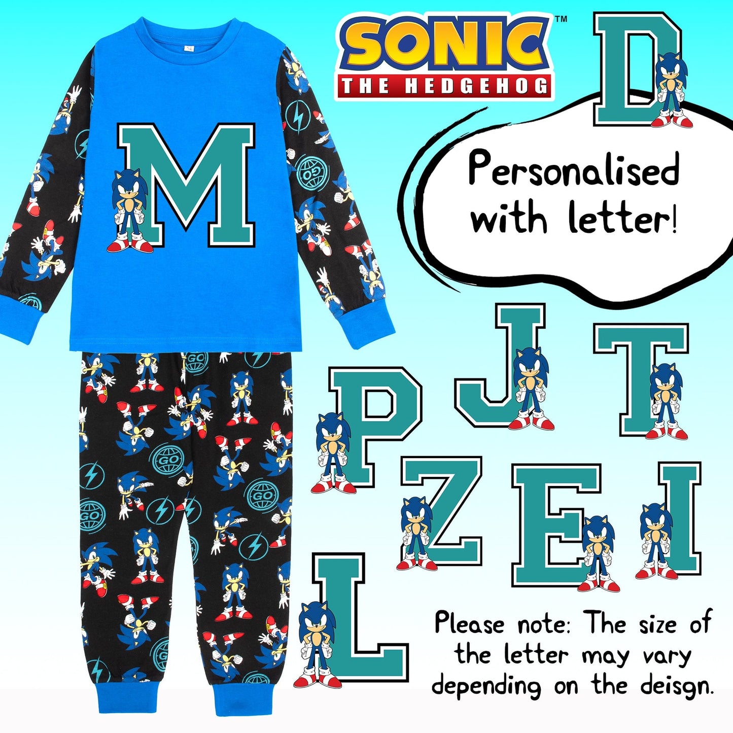 Sonic The Hedgehog Pyjama garçon Long Sleeve 100% Cotton