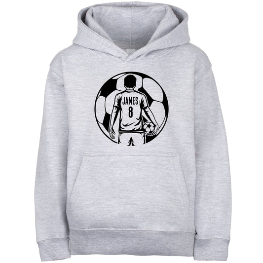 Sweat à capuche football – Fringoo football gris for Boys Cotton Rich Soft Hooded – football Ball Boys gris