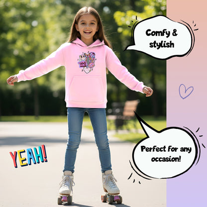 Fringoo Gymnastic Sweat à capuche for enfant Cotton Rich Soft Hooded Sweatshirt- Gymnastic Vibes-rose