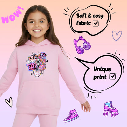 Fringoo Gymnastic Sweat à capuche for enfant Cotton Rich Soft Hooded Sweatshirt- Gymnastic Vibes-rose