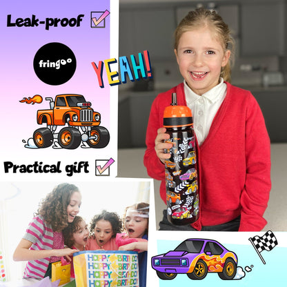 Trinkflasche – Trinkflasche mit Strohhalm – Rennautos