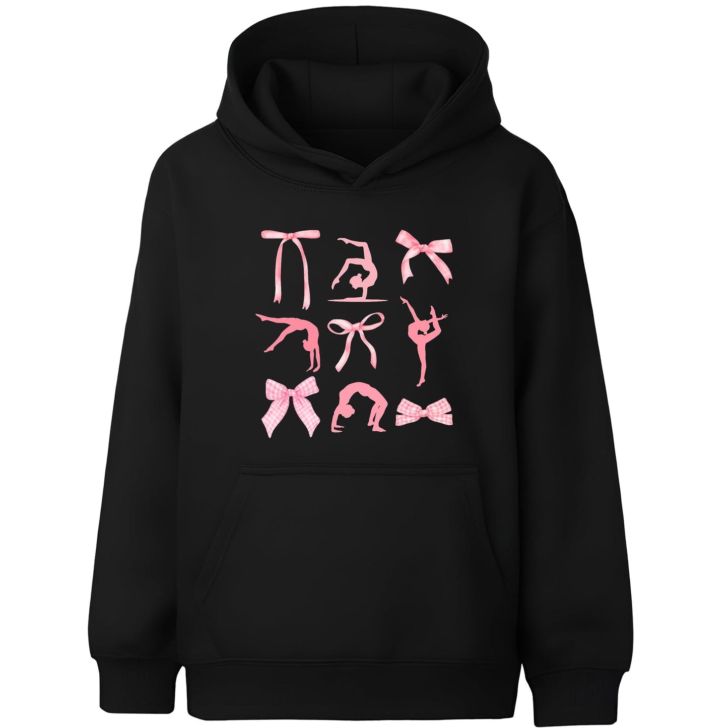 Fringoo Gymnastic Sweat à capuche for enfant Cotton Rich Soft Hooded Sweatshirt- Ribbon noir