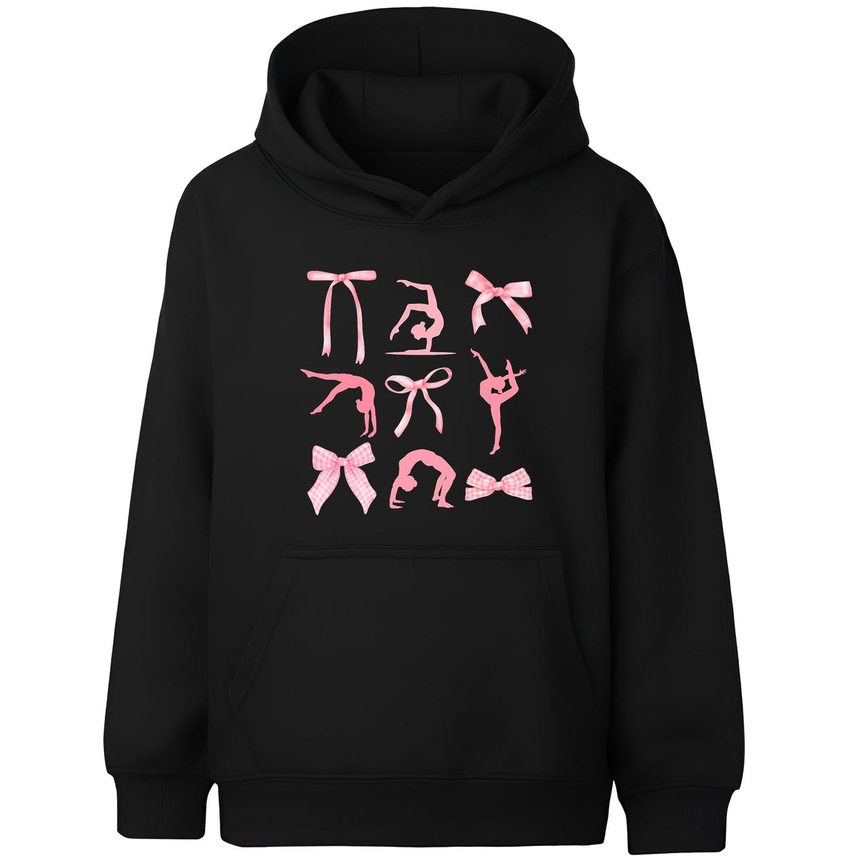 Gymnastik-Kapuzenpullover – Fringoo Gymnastic for Cotton Rich Soft Hooded – Schleifenmotiv schwarz