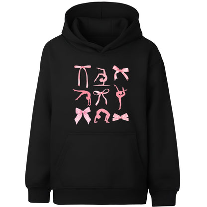 Gymnastik-Kapuzenpullover – Fringoo Gymnastic for Cotton Rich Soft Hooded – Schleifenmotiv schwarz
