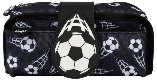 Trousse scolaire avec patch en silicone – football noir – ' football Stationery Organiser