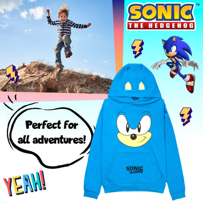 Sonic THE HEDGEHOG garçon Sweat à capuche – 100% Cotton Hooded Sweatshirt