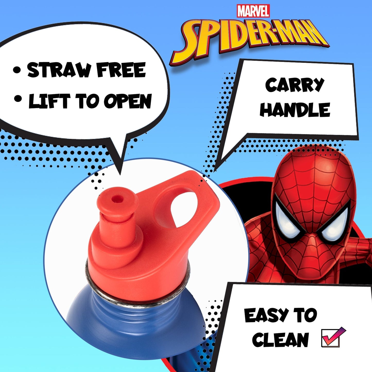 Acier inoxydable Spider-Man bleu Bottle