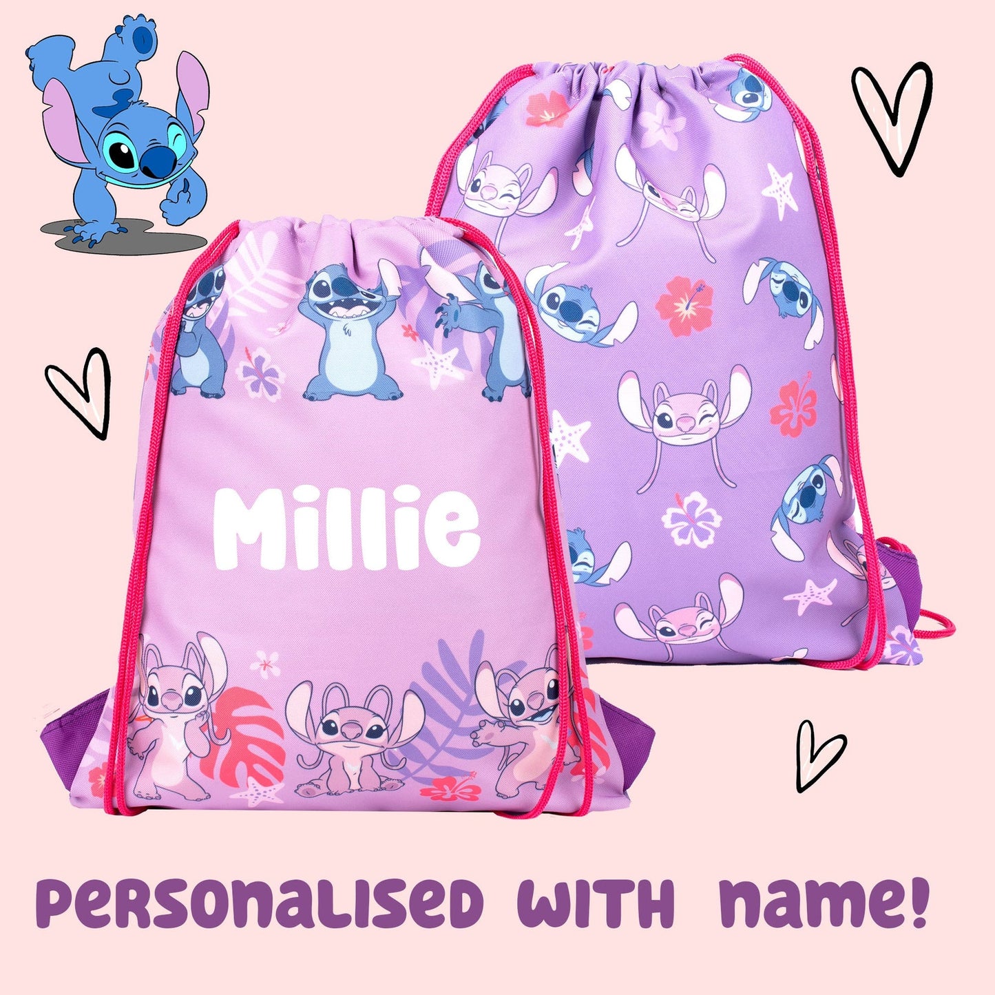 Official Disney Stitch & Angel Sac à cordon | enfant PE Sac