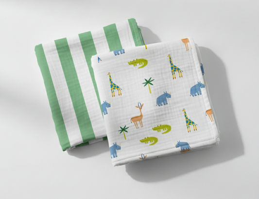 Musselin-Baumwollwindeln, 2er-Pack, CROC ROCK