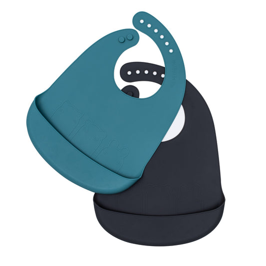 Lot de 2 Bavoirs Charbon & Bleu Canard We Might Be Tiny