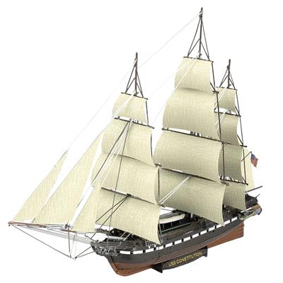 MetalEarth: PREMIUM SERIES - USS CONSTITUTION 17,27x4,32x13,72cm, maquette 3D en métal avec 2,25 feuilles, en boîte 13,5x22x2cm, 14+