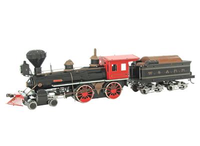 MetalEarth Vieil Ouest: 4-4-0 LOCOMOTIVE 18x3,2x4,2cm, maquette 3D en métal avec 4 feuilles, sur carte 12x17cm, 14+