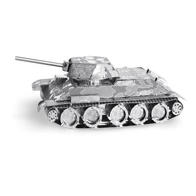 MetalEarth Char de Combat: T-34 TANK 7.44x3.96x2.97cm, maquette 3D en métal avec 2 feuilles, sur carte 12x17cm, 14+