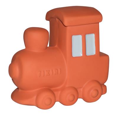 Tikiri: VROOM VROOM FRIENDS / TRAIN 8,13x4,32x7,62cm, avec grelot, en caoutchouc naturel, avec carte, 0+