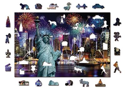 Wooden City Puzzle: NEW YORK BY NIGHT 505/50, en bois, 8+