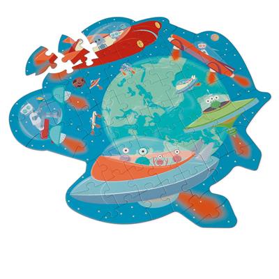 Scratch Puzzle 59pcs: CONTOUR PUZZLE/AVENTURE SPATIALE 55x58cm, en boîte forme 24,5x26,1x6,5cm, 4+