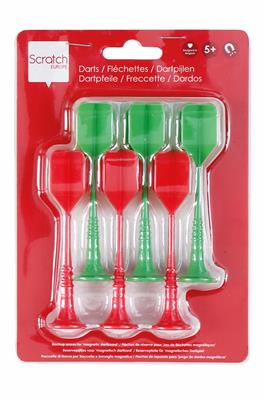 Scratch Active Play: FLÉCHETTES MAGNÉTIQUES - SET Rouge/Vert diam.2.5x9cm, set de 6pièces, dans un sachet, 5+