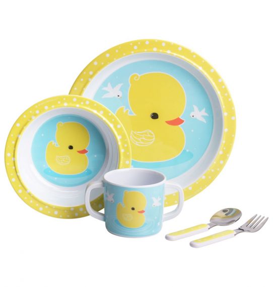 Coffret Repas Bébé Canard Jaune A Little Lovely Company - OFCK.fr